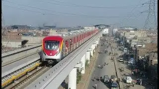 Test Run Video of Orange Line Metro Train on Track at Lahore Today 26 Feb 2018