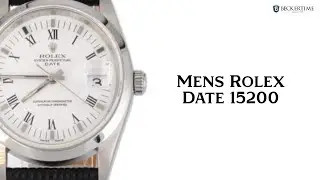 Mens Rolex Stainless Steel Date 15200 Watch White Dial with Black Leather Band