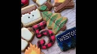 Camping Themed Birthday Decorated Cookies #shorts #decoratedcookies