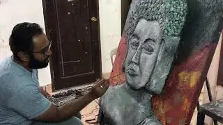 Buddha Embossing canvas painting