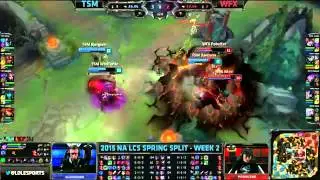 TSM Wildturtle Kalista VS Winterfox Altec Tristana Highlights   2015 NA LCS Spring W2D1