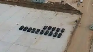 15 MIC Tesla Model3 cars seen from Shanghai Giga sky at Gigafactory 3.