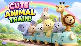 Cute Animal Train Cartoon | Fun Kids Learning Video with Rainbow