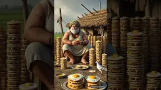 Hungry farmer eat all eggs