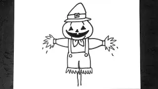 How to Draw Pumpkin Scarecrow | Halloween | Easy funny drawings of cartoons
