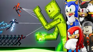 REACTING To Mega Melon Titan VS EVERY Spiderman...(People Playground)