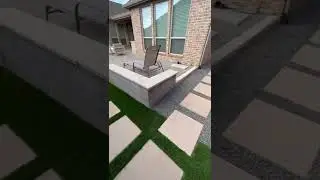 River rock + Pavers + Turf job in Irving, Tx