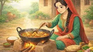 South Asian Village Life Routine: Preparing Traditional Home-Cooked Meals | Ghibli Style| ASMR