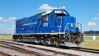 Beautiful Florida East Coast GP40-2 locomotive seen in Miami