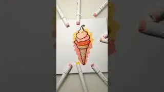 Coloring a Cute Ice Cream in pastel tones with Ohuhu Markers!🍦💕 #fyp