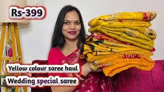 Flipkart yellow colour special saree haul || 