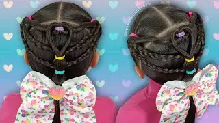 Peinado con diseño de Corazón 😍🌈💖 Peinado Fácil, Rápido & Bonito