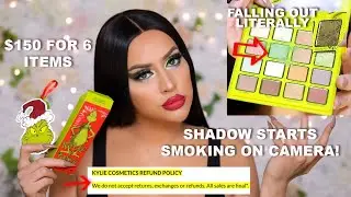 KYLIE X THE GRINCH STOLE MY COINS! let's review this dry & chalky holiday makeup collection