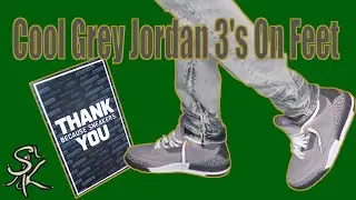 Cool Grey Jordan 3's On Feet