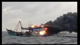 Ships  Fire at sea.