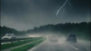 ASMR Driving into stormy weather ⛈-No Talking [North East England]