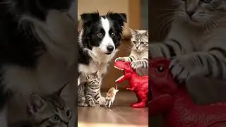 Puppy Brother and Cat Sisters Playing with Baby Hamster 🐶🐱🐹 #cuteanimals #puppy #cat