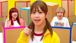 大量の段ボールでかくれんぼ！体育館貸し切ってガチバトル！鬼にバレたらやばい…！？【対決】