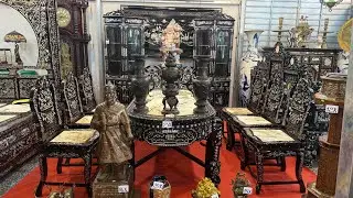 16/1/2026/ Bộ Bàn Ăn 9 Món, Cặp Tủ Góc Cẩn Ốc, Tượng Gốm Xưa, #0707074844 [zalo]