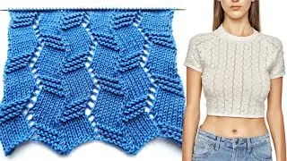 Шикарный несложный ажурный узор с рельефными элементами ⭐️ Узор укороченного топа ⭐️ Схема