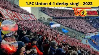 Fan tribute 1. FC Union Berlin derby-sieg 4-1 gegen Hertha Olympiastadion 09.04.2022