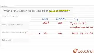 Which of the following is an example of gaseous solution ? | 12 | SOLUTIONS  | CHEMISTRY | NCERT...