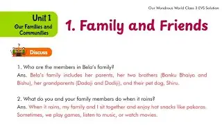 Family And Friends | Class 3 EVS | Question Answer | Our Wondrous World | Chapter 1