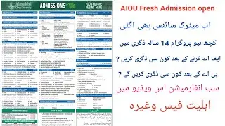 Aiou Fresh Admission open 2026 Aiou All Classes Admission open Semester Spring 2026