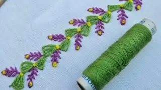Simple Floral Border Embroidery | Easy Hand Embroidery Design