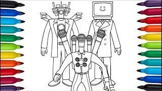 Skibidi Toilet Coloring Pages | TITAN TV MAN V2.0 vs Cameraman & Titan Microphone Mecha Boss #88
