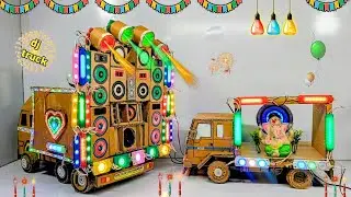 Diy Mini DJ lightning truck setup|how to make DJ Gauri Ganesh moorti Big gadi at-home loading truck 