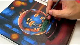 Painting a realistic Magic Garden Crystal Ball,  Acrylic
