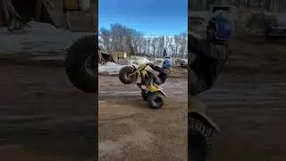 STANDING JUMP SIT WHEELIE!  THREE WHEELER!  MUD SEASON!