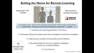 Setting the Home for Remote Learning. Presentation. In partnership with Hingham Boosters