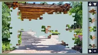 Wooden pergola walkway in a park//jigsaw puzzles craft🧩//Amazing puzzles Art 🧩//puzzles collection//