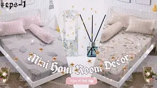 #eps 1 • shopee mini haul room/home decor || sprei sampe pengharum murah! unboxing + lifehack ✨💫