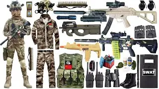 Special police weapon toy gun set unboxing, M416 rifle, 98K sniper rifle,tactical helmet,bomb dagger