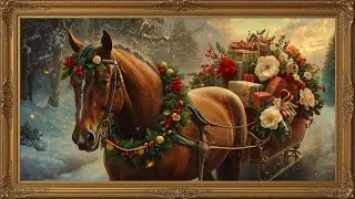 Vintage Holiday ❄ Sleigh Mood Wallpaper Background | Ultra HD 4K | Framed Original Digital Art