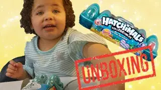 3 Year Old Indie Opens Hatchimals Mermal Magic Mystery Eggs! Blind Bags and Unboxing!
