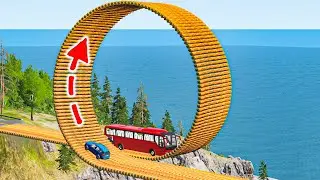 Cars vs Loop Log Bridge 😱 BeamNG Drive