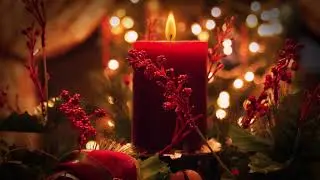 Burning Red Advent Candle - Motion Graphics Animated Background Video
