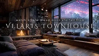 Velaris Ambience: Rare Blood Moon Starfall in the Townhouse | Fireplace & Snow in the Night Court