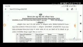 New Schedule For All HP TET Exam August 2020 !