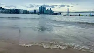 Gwanganli Beach Korea Heavy wave Travel video | busan walk | seoul walk Relaxing wave sounds