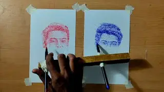 Drawing Two Different Faces at a same time with Pen