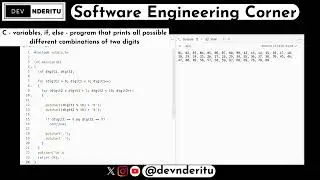 C - variables, if, else - program that prints all possible different combinations of two digits