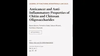 Anticancer and Anti-Inflammatory Properties of Chitin and Chitosan Oligosaccharides | RTCL.TV
