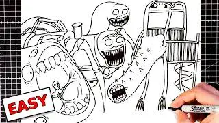 How to Draw and Color Extra Slide vs. Train Eater, Choo Choo Charles and Thomas Spider Exe