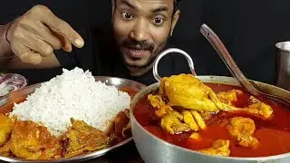 Spicy Chicken Lal Jhol Rice Eating Show Challange Indian Food Asmr Chicken Curry Eating Mukbang