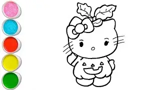 Cute Hello Kitty Pumpkin Drawing, Painting and Coloring For Kids and Toddlers_ Child Art